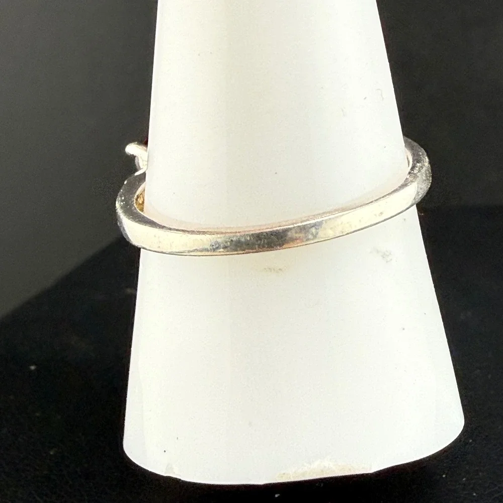 Vintage Sterling Silver Ring Red Heart Triple Stone Size 9